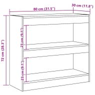 Библиотека/разделител за стая, дъб артизан, 80x30x72 см