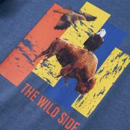 Детска тениска с дълъг ръкав, син меланж, 128