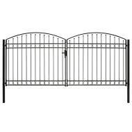 Оградна порта с две врати арковидна стомана 400x200 см черна