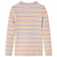 Детска тениска с дълги ръкави, ниска яка, екрю, 116