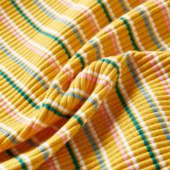 Детска тениска с дълги ръкави, ниска яка, охра, 104