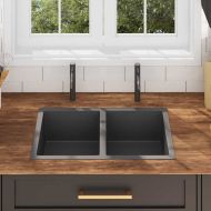 Ръчно изработена кухненска мивка, черна, неръждаема стомана