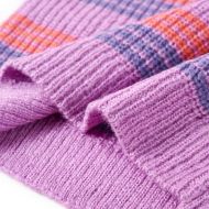 Детски пуловер на райе, плетен, лилаво и розово, 104