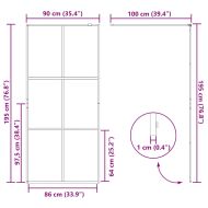Стена за душ с прозрачно ESG стъкло, 90x195 см, черна