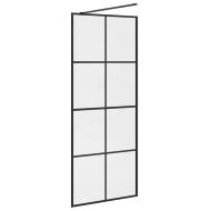 Стена за душ с прозрачно ESG стъкло, 80x195 см, черна