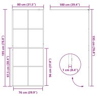 Стена за душ с прозрачно ESG стъкло, 80x195 см, черна