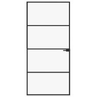 Интериорна врата черна 93x201,5 см закалено стъкло и алуминий