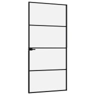 Интериорна врата черна 93x201,5 см закалено стъкло и алуминий