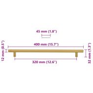 Дръжки за шкафове, 5 бр, златисти, 320 мм, неръждаема стомана