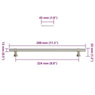 Дръжки за шкафове, 5 бр, сребристи, 224 мм, неръждаема стомана