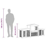 Външна голяма клетка за зайци, сиво и бяло, 201x45x85 см, дърво