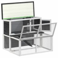 Клетка за зайци сива 102x90x84,5 см борово дърво масив