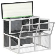 Клетка за зайци сива 102x90x84,5 см борово дърво масив