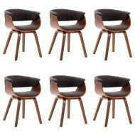 Трапезни столове, 6 бр, сиви, огънато дърво и плат