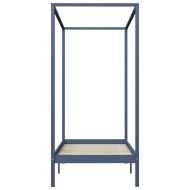 Рамка за легло с балдахин, сива, бор масив, 100х200 см