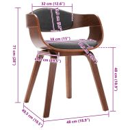 Трапезни столове, 2 бр, извито дърво и сив текстил