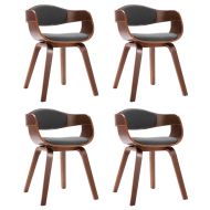 Трапезни столове, 4 бр, извито дърво и сив текстил