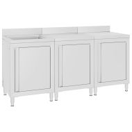 Търговски кухненски шкаф за мивка, 180x60x96 см, инокс