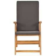 Градински трапезен комплект сиви възглавници 5 части тик масив