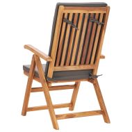 Градински трапезен комплект сиви възглавници 7 части тик масив