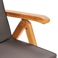 Градински трапезен комплект сиви възглавници 9 части тик масив