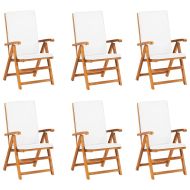 Градински трапезен комплект с възглавници, 7 части, тик масив