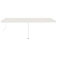 Автоматичен сенник, LED и сензор за вятър, 600x300 см, кремав