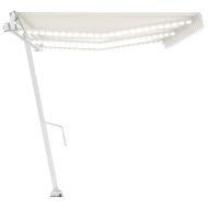 Автоматичен сенник, LED и сензор за вятър, 600x300 см, кремав