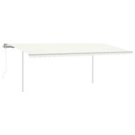 Автоматичен сенник, LED и сензор за вятър, 6x3 м, кремав