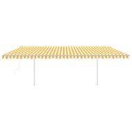 Автоматична тента с LED и сензор за вятър, 6x3 м, жълто и бяло