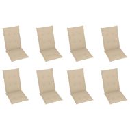 Накланящи градински столове с възглавници 8 бр тик масив