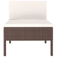 Градински столове с възглавници, 3 бр, полиратан, кафяви