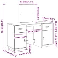 Комплект тоалетка с огледало, бяла, борово дърво масив