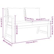 Градинска пейка 114,5 см с тъмносива възглавница, акация масив