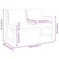 Градинска пейка 114,5 см с кремава възглавница, акация масив