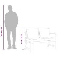 Градинска пейка 114,5 см с кремава възглавница, акация масив