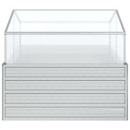 Повдигната градинска леха с оранжерия, 100x100x85 см, сребриста
