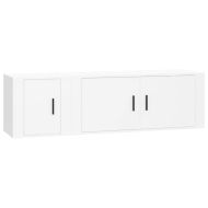 Комплект ТВ шкафове от 2 части, бели, инженерно дърво