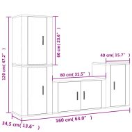 Комплект ТВ шкафове от 4 части, бетонно сив, инженерно дърво