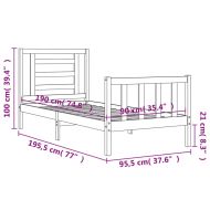 Рамка за легло с табла бяла Single масивна дървесина