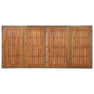 Градинска маса с дървен плот сива 190x90x75 см полиратан