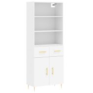 Висок шкаф, бял, 69,5x34x180 см, инженерно дърво
