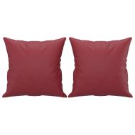 Дивани 3 части с възглавници виненочервено изкуствена кожа