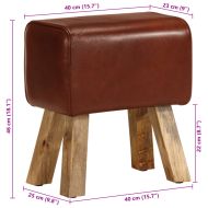 Пейка гимнастическа 38 см кафява естествена кожа и манго масив