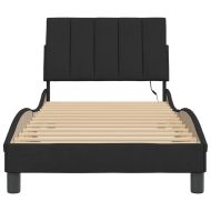 Рамка за легло с LED осветление без матрак Hanko, черна, 90x190 см, кадифе