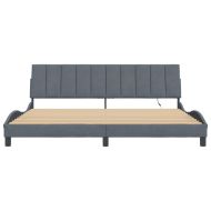 Рамка за легло с LED осветление без матрак Hanko, тъмносива, 200x200 см, кадифе