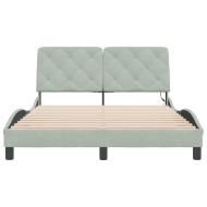 Рамка за легло с LED осветление без матрак, светлосива, 140x190 см, кадифе