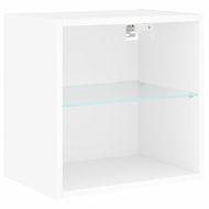 ТВ стенни модули с LED, 5 части, бели, инженерно дърво