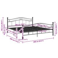 Рамка за легло, черна, метал, 200x200 cм