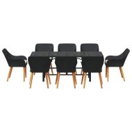 Комплект за хранене в градината 9 pcs Черно полиратан